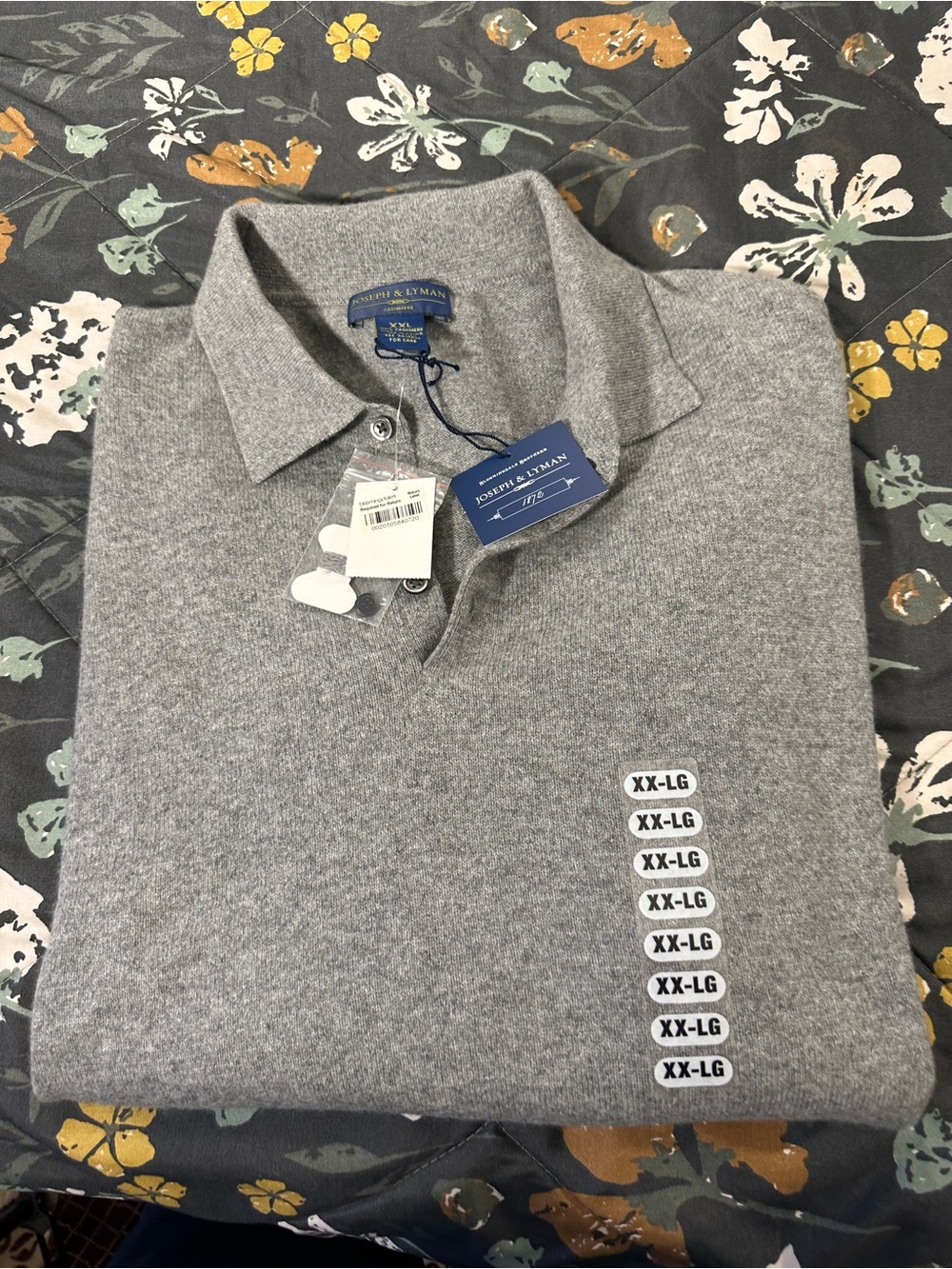 Joseph & Lyman Men's Cashmere Sweater - Gray size XXL New with Tags